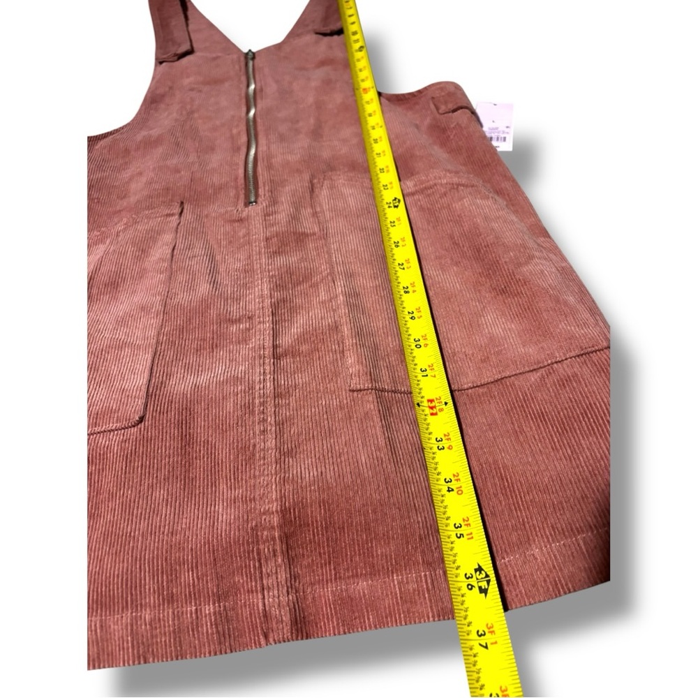 Wild Fable Dusty Rose Corduroy Zip Front/Pockets Sleeveless Overall Mini Dress - Picture 9 of 16